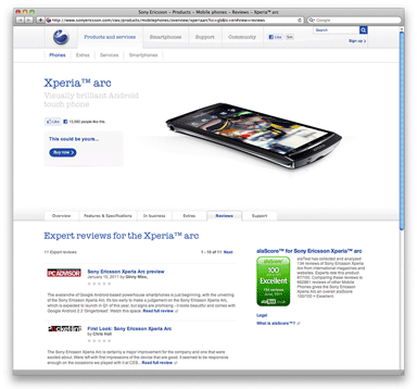 sonyericsson.co.uk thumbnail