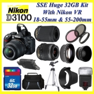 The Nikon D3100 SLR Digital Camera with 18-55mm VR Lens and Just Released Nikon AF-S NIKKOR 55-300mm f/4.5-5.6G ED VR Zoom Lens + Nikon School DVD + H
