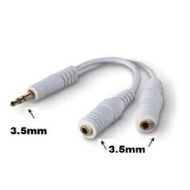 WHITE HEADPHONE EARPHONE SPLITTER Y CABLE 3.5mm