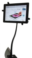 The New iPad 1 2 3 HOLDS with Apple Case Samsung Galaxy Tab Sony S Tablet Kindle Clamp Desktop Handsfree Stand (Black)