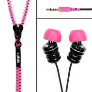 Zipbuds By DGA : Tangle-Resistant Earbuds (Black with Pink)