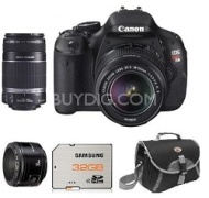 Canon EOS Digital Rebel T3i 18MP SLR Camera w 18-55mm, 55-250mm, 50mm 1.8 Bundle