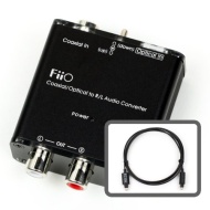 FiiO D3 Digital to Analog Audio Converter With Micca 6ft Optical Toslink Cable - 192kHz/24bit Optical and Coaxial DAC