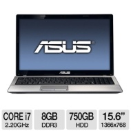 ASUS A53SD-TS72 Laptop Computer - Intel Core i7-2670QM 2.20GHz, 8GB DDR3, 750GB HDD, Blu-ray Player/DVDRW, 2GB NVIDIA GeForce GT 610M, 15.6 Display, W