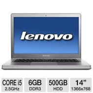 Lenovo IdeaPad U400 0993-2JU Notebook PC - Intel Core i5-2450M 2.5GHz, 6GB DDR3, 500GB HDD, DVDRW, 14 Display, Windows 7 Home Premium 64-bit