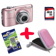 eHome Bundle: Nikon L23 Pink Digital Camera +4GB +Pink Case +4pcs NiMh Batteries & Charger (Nikon Coolpix 10MP 5x Optical Zoom 2.7" LCD)