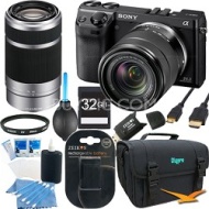 Sony NEX7K/B - NEX-7 24.3 MP Black Camera w/ 18-55mm & 55-210mm lens 32GB Bundle