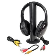Wireless 5 in 1 Monitoring Headphones w/ FM Radio & Mic (Black)
