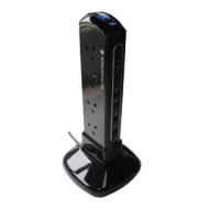 Masterplug SRPTU122PB USB Charging Surge Protected 2m Extension Lead Power Tower with 12 Sockets