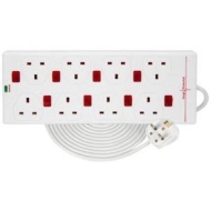 8 gang 13A extension lead with anti-surge protection and 8 neon switches