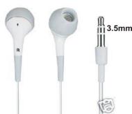 In Ear / Inear Stereo Headphones / Earphones In White For Mp3 Or Ipod Nano, Video, Photo, Shuffle, Mini & Other