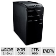ASUS CM1831-US-3AA Desktop PC - AMD FX-8120 3.1GHz, 8GB DDR3, 2TB HDD, DVDRW, Windows 7 Home Premium 64-bit