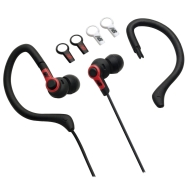 New Balance NB439B 2-in-1 Sport Earbuds with Removable Ear Hooks, Interchangeable Colored Accent Caps and Cord Lengths with Volume Control (Black)