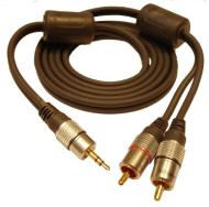 3.5mm Earphone Jack Plug to 2 x RCA Phono- 5 Metre Cable. High Quality, Gold Contacts. Suitable for connecting MP3 players/iPods to Stereo Systems