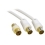 3M Metre TV VCR Video Aerial Coaxial Fly Lead / Cable Male to Male White + Female Coupler - Gold Connectors