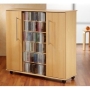 PREMIUM Luxor Rustic Oak Colour Wood Media Storage Tower Shelf Rack Unit Sideboard with Glass & Wooden Doors for CD & DVD [900 CDs or 390 DVDs] VM
