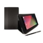 Google Nexus 7 Tablet Case - Black Carbon Fibre Print PropUp Stand Case Cover (with integrated stand function and magnetic sleep sensors) & BONUS: G-H