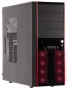 Casecom 5788 Black Mid Tower Case With Full Black Interior/Exterior - 120mm Red LED Fan with Red Trim