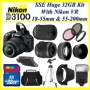 The Nikon D3100 SLR Digital Camera with 18-55mm VR Lens and Just Released Nikon AF-S NIKKOR 55-300mm f/4.5-5.6G ED VR Zoom Lens + Nikon School DVD + H