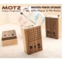 Motz Tiny Wooden Power Speaker (Built-in FM Radio & Support for USB Flash Drive/SD Memory Card)