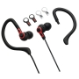 New Balance NB439B 2-in-1 Sport Earbuds with Removable Ear Hooks, Interchangeable Colored Accent Caps and Cord Lengths with Volume Control (Black)