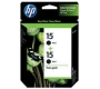 HP 15 Black Ink Cartridge Twin Pack
