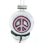 Pink and Black Peace Crystal Rhinestone DJ Over-Ear Headphones