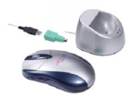 Fujitsu Touchbird Optical Wireless Wheel - Mouse - optical - 6 button(s) - wireless - USB wireless receiver - metallic silver, metallic blue