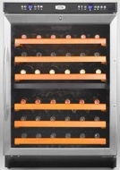 Summit SWC530LBIx 24&quot; Under-Counter Dual Zone Wine Cellar with 46-Bottle Capacity, 6 Slide-Out Wooden Shelves and 2 Thermostats