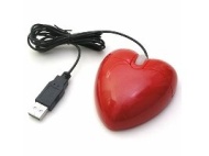 Red love heart shaped USB PC optical mouse