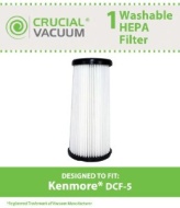 Kenmore DCF-5 Washable Allergen Filtration HEPA Filter; Fits All Kenmore Quick Clean Models including K37000, 3900; Replaces Kenmore DCF5 Part # 61868