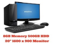 Acer Black eMachines EL1360G-UW12P Upgraded Desktop PC with AMD Dual-Core E-300 Processor, 8GB Memory, 20&quot; Monitor, 500GB Hard Drive, Windows 7 Home P