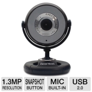 Gear Head WC740i Quick WebCam - 1.3 MP, USB 2.0, Built-in Microphone, Snapshot Button, PC and MAC Compatible, Plug-and-P