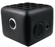 Sound Cube 2.1 Channel Bluetooth Contemporary Chair w/ Integrated Subwoofer and Stereo Speakers, Volume, Bass &amp; Audio Jack (Black)