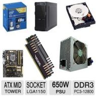 Intel Core i5-4670K Processor, Asus Z87-A Socket 1150 Haswell MB, Patriot Viper Xtreme 8GB Desktop Memory, WD 1TB Hard Drive, Kingwin ATX 650W PSU, An