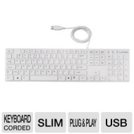 U12-40866 Slim USB Keyboard - USB 105 Keys Slim Design Low Noise Keys White Ultra U12-40866 Slim USB Keyboard - USB 105 Keys Slim Design Low Noise Key