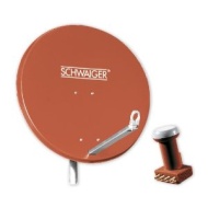 Schwaiger SAE9042 SAT-Anlage 85cm Spiegel mit Quattro Switch LNB f&uuml;r 4 Teilnehmer ziegelrot