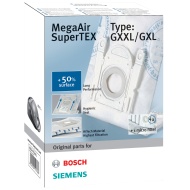 Bosch Megaair Super Tex Type G Xxl Vacuum Bag, Large 5 Litre Capacity, Pack Of 4 And Includes A Micro Hygiene Filter For The Motor