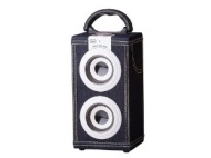 Trevi KBB-300 cassa altoparlante portatile boombox rivestito in jeans (tuner AM/FM, 20 stazioni, ingressi USB SD AUX)