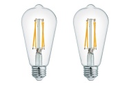 GE Vintage LED Light Bulb Edison Style ST19 Clear Glass Medium Base (2 pack)