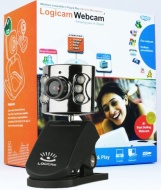 Logicam Webcam - Web Camera boxed and Brand New Black Sleek Webcam, USB Web Cam with Mic Microphone and 6 LEDs for Night Vision - 360 Degree Camera Ro