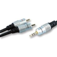 Xxion Premium 50cm 3.5mm Stereo Jack Plug to Twin RCA Phono Plugs Lead / Cable. Connect PC, Mac, iPod or MP3 to TV or Hi-fi etc., Metal Plugs, Gold Pl