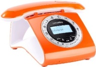 simvalley Retro-DECT-Schnurlostelefon mit Anrufbeantworter, orange