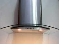 Cooker Hood with Curved Glass (60cm wide), Extra Powerful Extraction Capacity Free Vent Kit