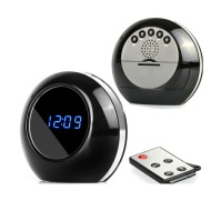 FLY-Shop-negro esp&iacute;a reloj alarma con c&aacute;mara espejo videoc&aacute;mara detecci&oacute;n de movimiento amplia 140 &deg;