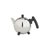 doppelwandige Teekanne Duet&reg; Bella Ronde Edelstahl glänzend schwarze Beschläge 0,75 ltr.