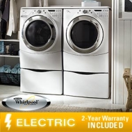 Whirlpool Duet 9750 Steam Electric Laundry Suite 3.9 CuFt Washer 7.5 CuFt Dryer 13&quot; Pedestals