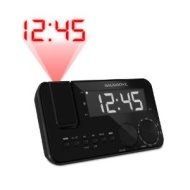 Magnasonic Projection Clock Radio Battery Backup Alarm 1.2&quot; LED Auto Time Set Dual Alarm