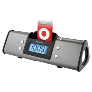 iHome Portable Stereo Alarm Clock Speaker System for iPod, Wake to iPod or Buzzer Alarm - Gun Metal