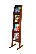 Wooden Mallet 14-Pocket Cascade Free-Standing Magazine Rack, Medium Oak